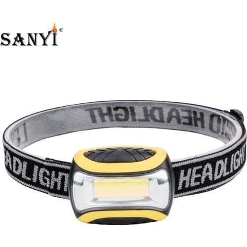 High Power 3 Modes PVC Mini COB LED Headlight Head Lamp Camping Light use 3*AAA batteries Black Drop Free Shipping