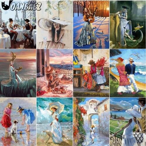 French Beauty Diamond Painting Cross Stitch Embroidery Character Digital Mosaic Kit Handmade Home Decoration Accessories