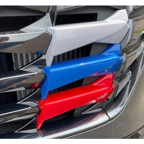 For Hyundai Tucson NX4 2021 2022 ABS Three Color M Net Front Center Grill Grille Cover Trim Strips Stickers Car Styling