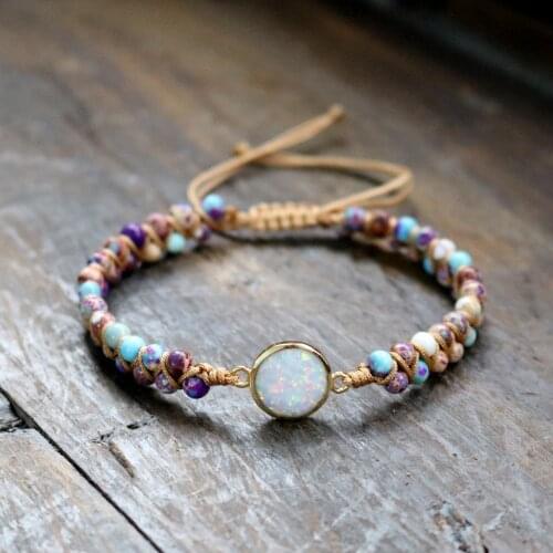Fancy Stone Wrap Bracelets Opal String Braided Bracelets Yoga Friendship Bracelet Bohemian Jewelry Gifts