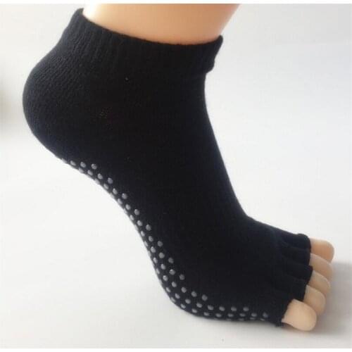 CKAHSBI Half Toe Yoga Sock Non-Slip Peep Toe Anti-Slip Pilates Ankle Grip Durable Open Yoga Sock Half Five Fingers Cotton 1 Pair