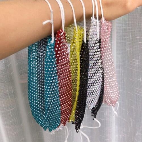 2020 New Luxury Mystic Black Mesh Veil Rhinestone Jewelry Mask for Women Bling Crystal Decoration Mask Prom Party Face Jewelry