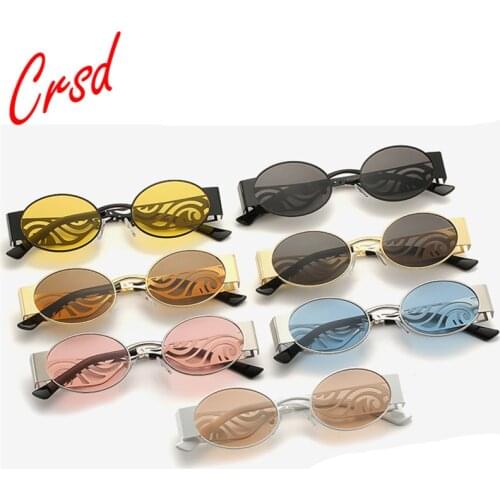 2021 New Men and Women Metal Sunglasses Punk Oval Fashion Goggles Hollow Hollow Temples Retro Trend Combination Glasses