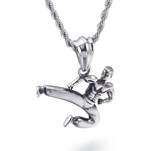 The new titanium steel martial arts master character Kung Fu sports pendant foreign trade stainless steel men 's jewelry