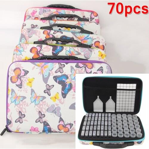 New Style 70pcs Diamond Mosaic Tool Container Storage Butterfly Diamond Painting Box Accessories Holder Hand Bag Zipper Box