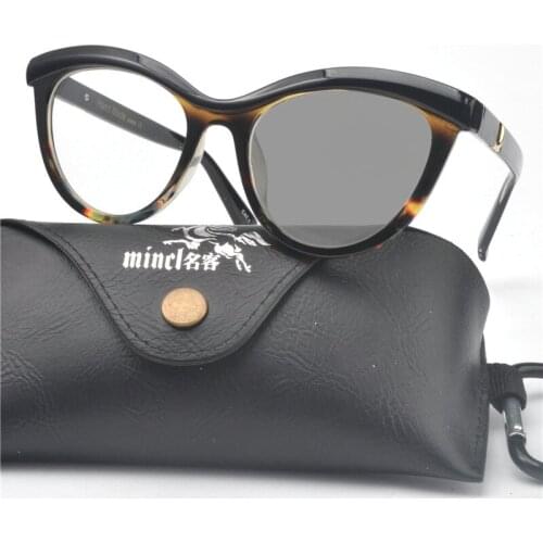 MINCL/ New Transitional Sun Reader Photochromic Reading Glasses Brand Female Cat Frame Reading Glasses NX