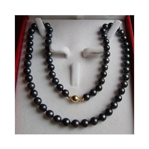 8MM Genuine TAHITIAN freshwater black pearl necklace Fashion AKOYA Free shipping