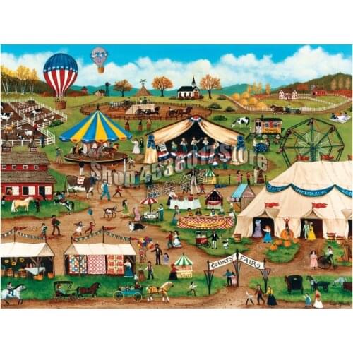 Country Fair 5D Diy Diamond Painting Cross Stitch Mosaic Diamond Embroidery Landscape Hot Air Balloons full canvas Rhinestone