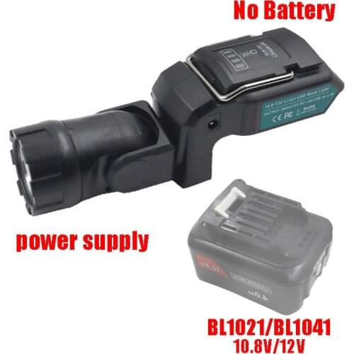 Portable Spotlight LED Warning Light Work Lamp Flashlight USB Charger for Makita BL1021 BL1041 10.8V 12V Li-ion Battery Black