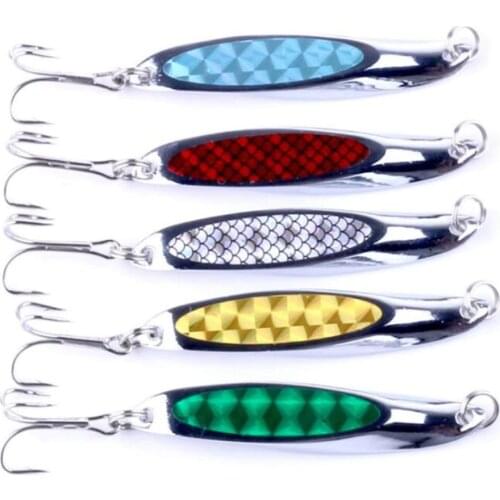 1Pcs/lot Fishing Lure Noise Colorful Spoon Bait 21g 70mm Metal Spoon Fishing Lure For Trout Eagle Mouth 4# Hook fishing tackle