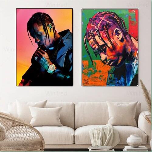 Travis Scott Music Star Canvas Painting Rap Hip Hop Rapper Colorful Fashion Art Poster Print Wall Art Home Decor Picture Cuadros