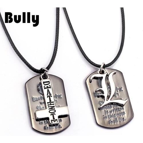 Japanese Anime DEATH NOTE Metal Cross Pendant Alloy Double L Leather Rope Necklace Fashion Pendant Cosplay Props Gift for Friend