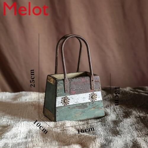 Antique Storage Box Vintage Vicissitudes Decoration Wooden Box Portable Flower Organizing Display Shooting Props weed box