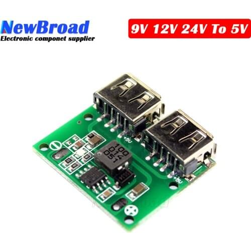 9V 12V 24V to 5V DC-DC Step Down Charger Power Module Dual USB Output Buck Voltage Board 3A Car Charge Charging Regulator 6-26V