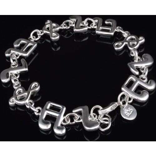 Trendy music notation Link Chain Bracelet Bangles For Women Silver Plated Cuff Jewelry Gift Dropshipping