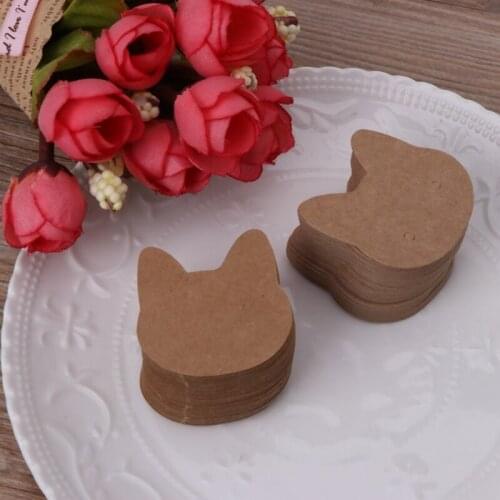 100 Pcs/Bag Kraft Paper Jewelry Packing Earrings Display Tags Cards Tree Cat Ear B2QE