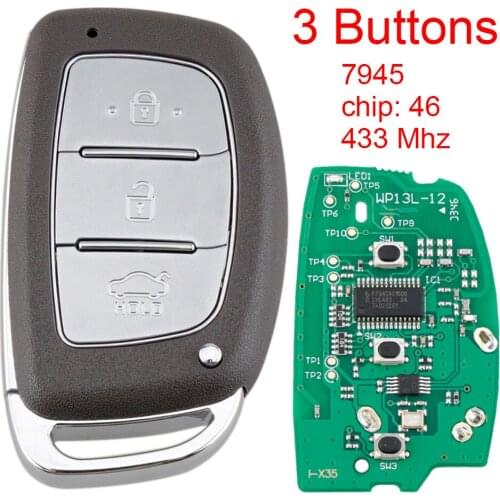 433MHz Keyless Smart Remote Car Key Fob with PCF7945A ID46 CHIP Fit for HYUNDAI IX35 new