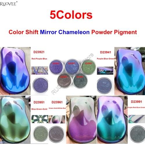 5Colors 10Gram Shift Mirror Chameleon Pearlescent Mica Pigment Resin Magic Discolor Powder for DIY Makeup Nail Art Facepainting