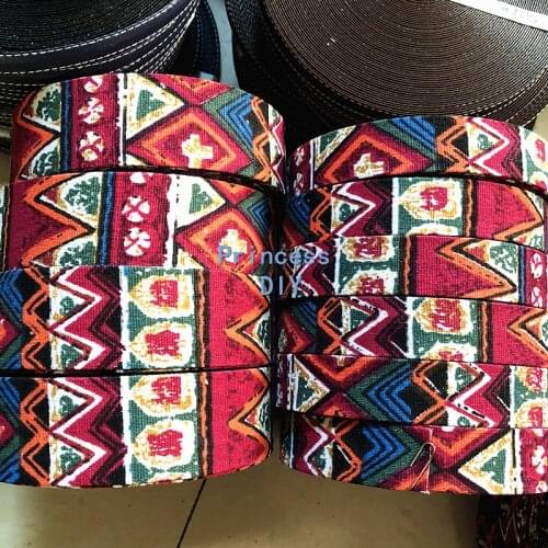 5Meters/Lot 10 25 40mm DIY Handmade Material Red Ethnic Style Ribbon Folding Cotton Linen Fabric Layering Dog Collars Lace Craft