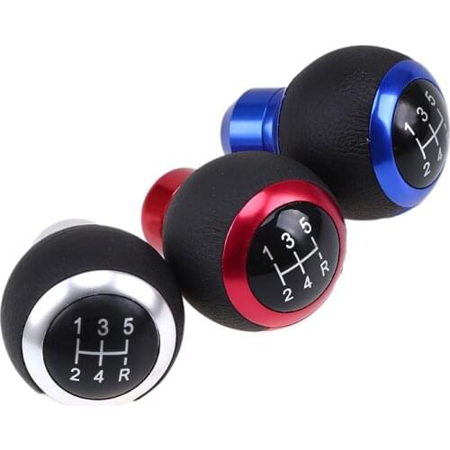 5 Speed Universal Manual Car Gear Stick Shift Knob Aluminum PU Leather Decorative Lever Shifter Handle Sports Car Accessories