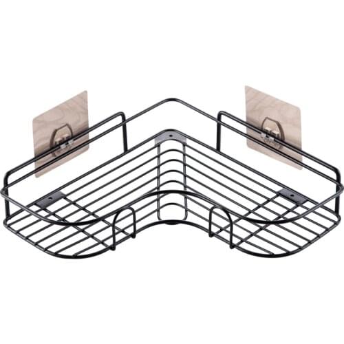 BalleenShiny Bathroom And Kitchen Corner Racks Bathroom Corner Iron Art Non-perforated Triangle Racks Household Storage Tools