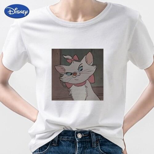 Disney Marie Cat Funny T Shirts Women Casual Aesthetic Clothes Personalized Cute Plus Size Harajuku Anime Things Y2k Fashion