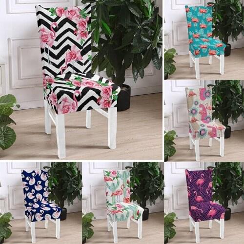 Universal Size Elastic Chair Cover Red-crowned Crane Print Cheap Stretch Seat Slipcovers For Dining Room Hotel Banquet Home