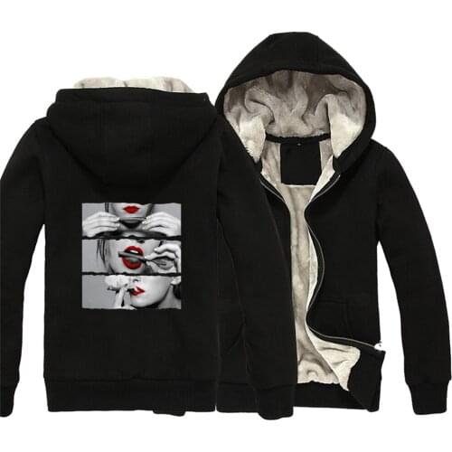 Weed Blunt Hot Sexy Girl Lips Tongue Lick Rolling Smoke Boys Man Male Full Zip Autumn Winter Plus Velvet Parkas ZIIART