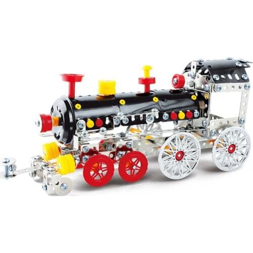 Toy Train Head DIY Assembly Metal Alloys Model Building Blocks Toys Kit for Kids
