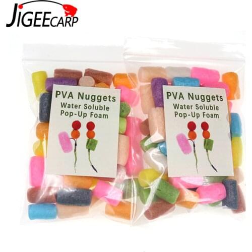 JIGEECARP 50pc/bag Carp Fishing PVA Nuggets Water Dissolving Pop Up Foam Anti Tangling Carp Fishing Casting Accessory For Rigs