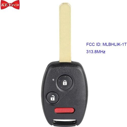 KEYECU for Honda Accord Crosstour CR-V CR-Z Fit Insight Replacement Remote Control Car Key Fob 3 Button 313.8MHz MLBHLIK-1T