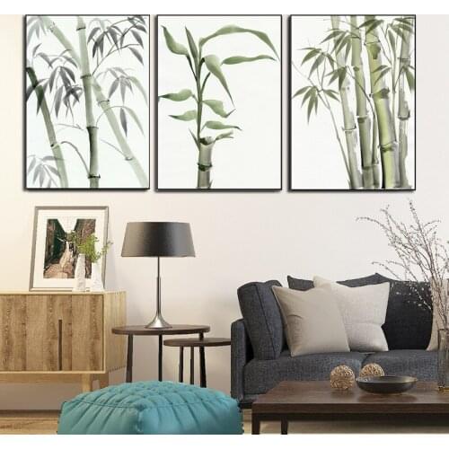Chinese Ink Style Bamboo Tree Canvas Painting Office Study Wall Poster Picture For Living Room Home Sofa Background Decoration