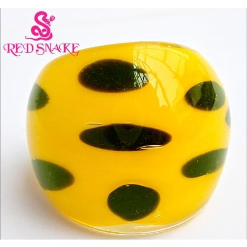 RED SNAKE Fashion Ring Handmade yellow colors with Black spot Murano Glass Rings