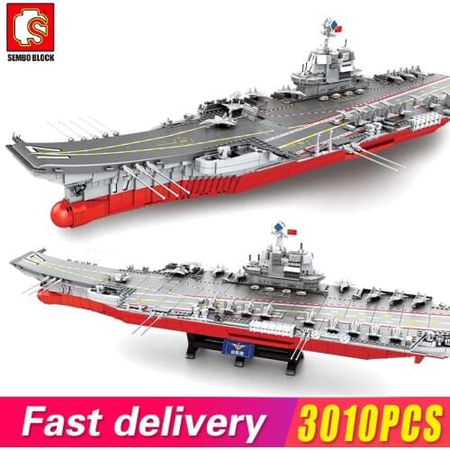 MOC Technical Military Warship Series Sembo Building Blocks The WW2 Aircraft Carriers Ship Bricks Model Educational Kids Toys