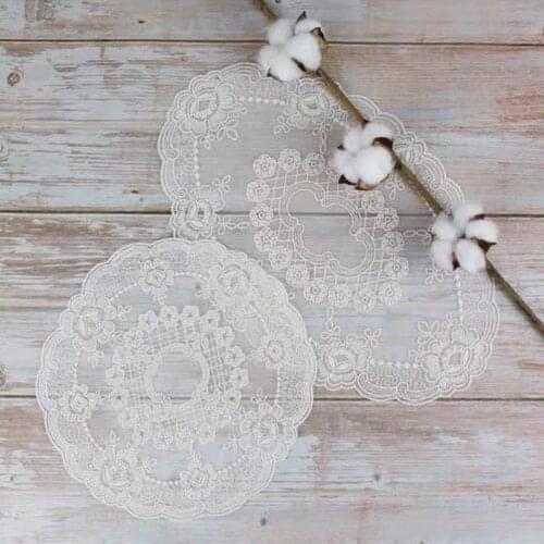 Retro Lace Embroidered Oval Placemat Cross-border Dust Cover Towel Coaster Kitchen Accessories Coffee Mat Lace Fabric