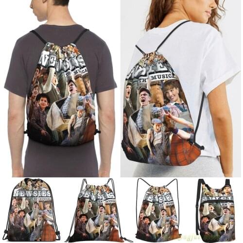 Men Outdoor Travel Drawstring Backpack Bags Newsies On Broadway Photo Collage Women Sports Travel Bag Fitness Swimming Bag