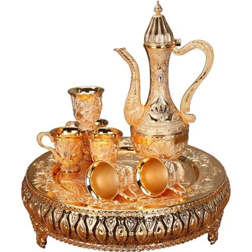 Liquor cup suit creative household European wine set small wine cup metal wine pot dispenser high grade Russian wine pot wine