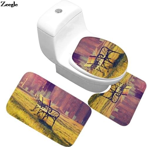 Modern Style Bath Mat Set Anti Slip Toilet Seat Cover Mat Microfiber Bathroom Mats and Rugs Non Slip Bathroom Floor Mat