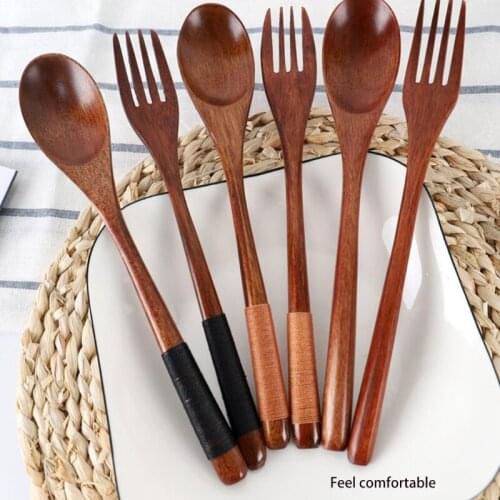 Wooden Cutlery Set Wooden Flatware Tableware Set Reusable Japanese Style Wooden Fork Spoon Chopsticks Eco Friendly Gifts