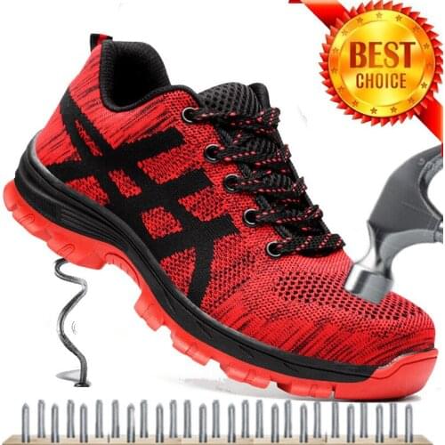 Indestructible Work Boots Men Safety Shoes Unisex Air Mesh Work Shoes Men Boots Steel Toe Safety Boots Male Boot Plus Size 37-46