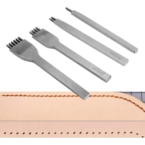 NICEYARD Stainless Steel 1 Piece Punch Tool Chisel Rhombus Tooth Chisel Leather Craft DIY Tool 1/ 2 /4 /6 Prong Hole Punch