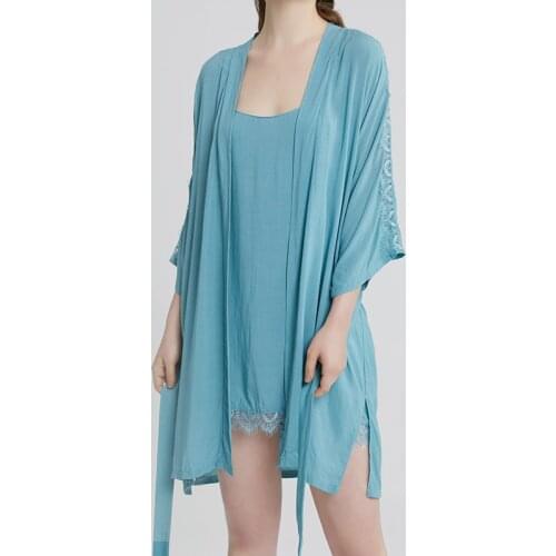 2021 New Xiaomi instant me Summer ice womens robe lightweight pajamas nightdress 2-piece sexy bathrobe home wear skirt