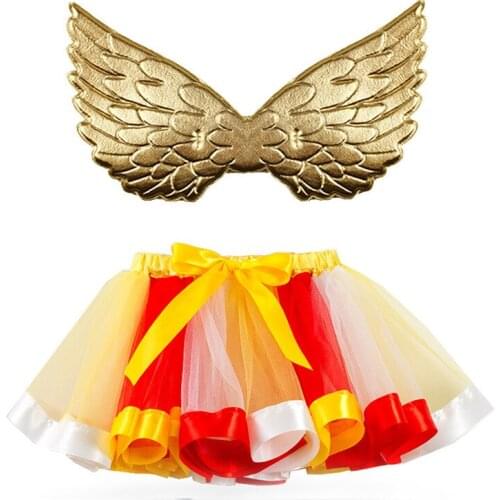 Girls Clothing Rainbow Dancing Skirts Baby Girl Clothes Kids Princess Cosplay Costume Tutu Skirt+Wing 2Pcs Set Outfits