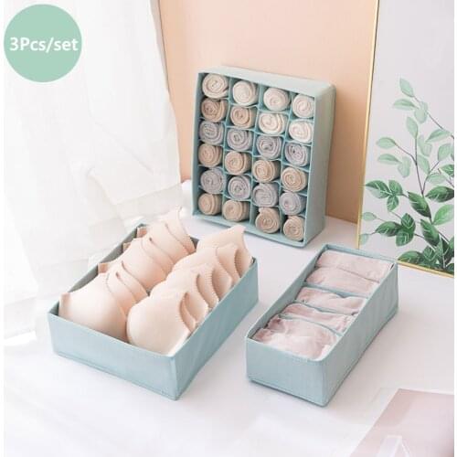 3Pcs/Set Fashion Underwear Storage Box Multi-size Home Drawer Closet Organizer Foldable Bra Socks Finishing Case