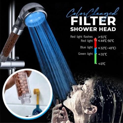 3 Modes Bath Shower Adjustable Jetting Shower Head High Pressure Saving Water Bathroom Anion Filter Shower SPA Nozzle Dropship