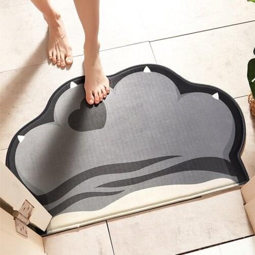 Cartoon Cat Paw Shape Bathroom Carpet Bedroom Door Mat Bath Toilet Gray Orange Non-slip Mat