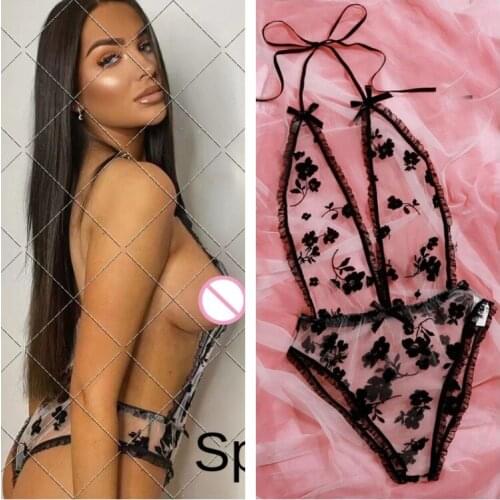 Sexy Erotic Lingerie Thong Leotard Men Transparent Bodysuit Breast Exposing Dresses Sex Clothes Nighty Stitch Pajamas Sexi