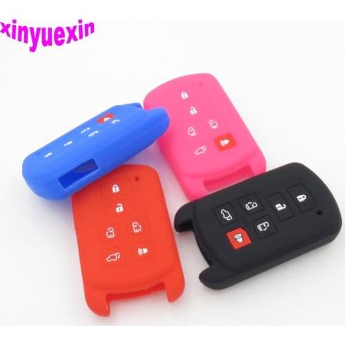 50pcs Xinyuexin Silicone Car Key Cover FOB Case For Toyota Sienna se Smart Remote Car Key Jacket Car-stying With 4 buttons