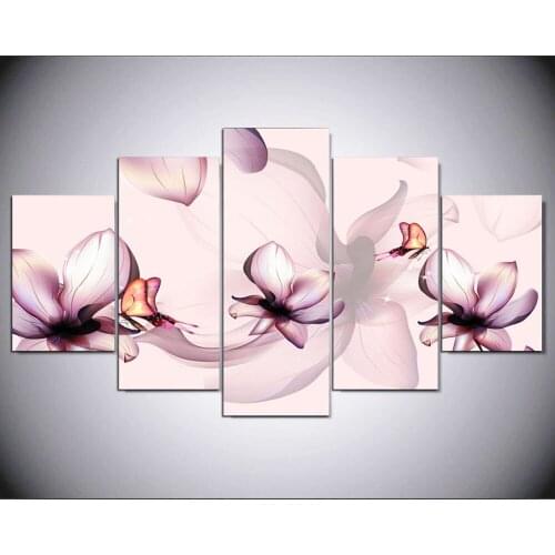 5 piece Modern Home Decoration wall decor art picture for living room butterfly orchid flower canvas Print painting IM-455