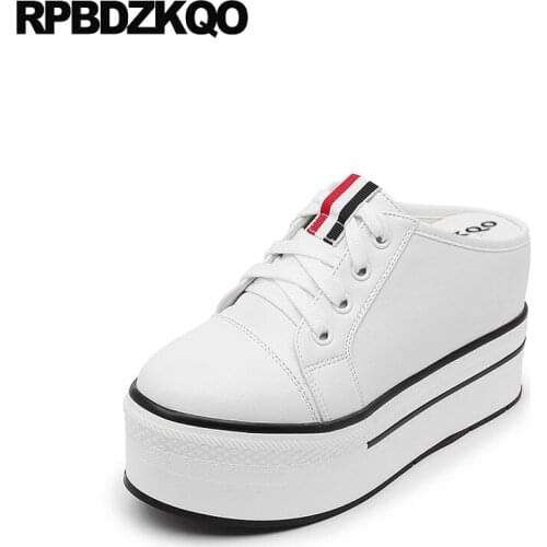 Platform Wedge Shoes Hidden Mules Slipper High Heels Pumps Women Creepers Heart Lace Up Increase Embroidered Casual Round Toe